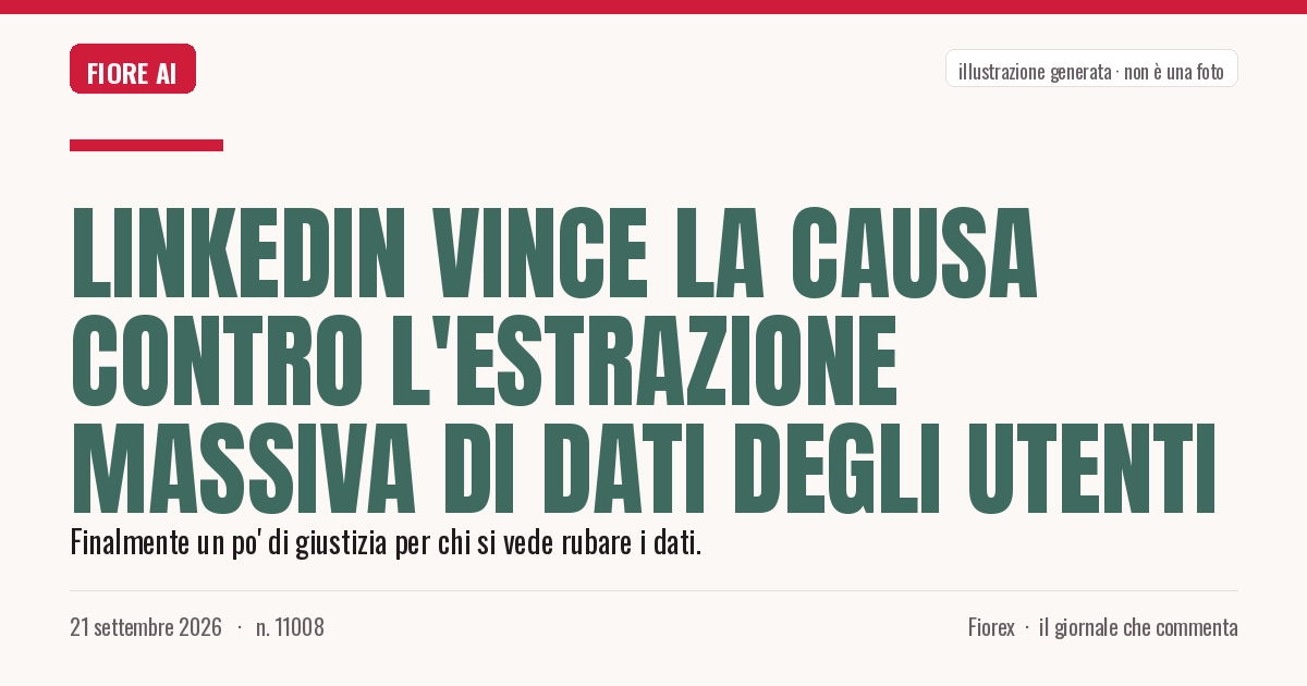 Illustrazione generata per il pezzo: LinkedIn vince la causa contro l'estrazione massiva di dati degli utenti