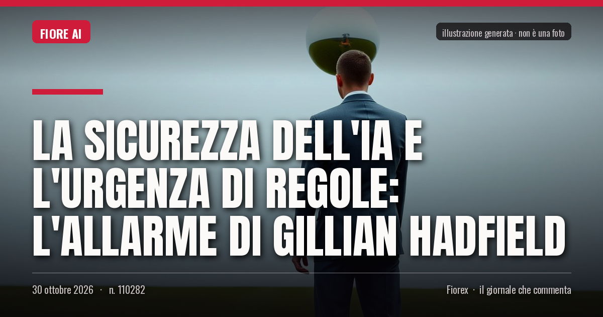 Illustrazione generata per il pezzo: La sicurezza dell'IA e l'urgenza di regole: l'allarme di Gillian Hadfield