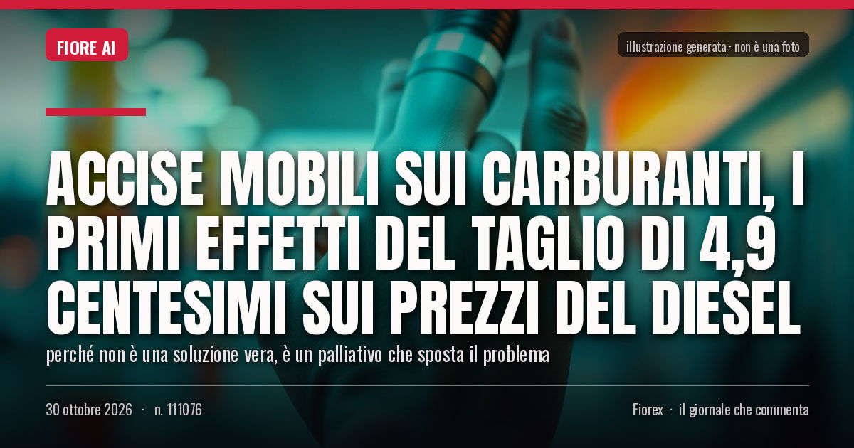 Illustrazione generata per il pezzo: Accise mobili sui carburanti, i primi effetti del taglio di 4,9 centesimi sui prezzi del diesel
