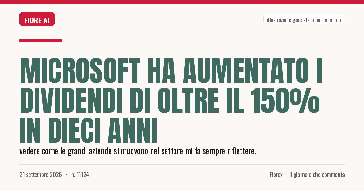Illustrazione generata per il pezzo: Microsoft ha aumentato i dividendi di oltre il 150% in dieci anni