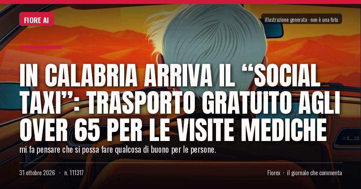 Illustrazione generata per il pezzo: In Calabria arriva il “Social Taxi”: trasporto gratuito agli over 65 per le visite mediche