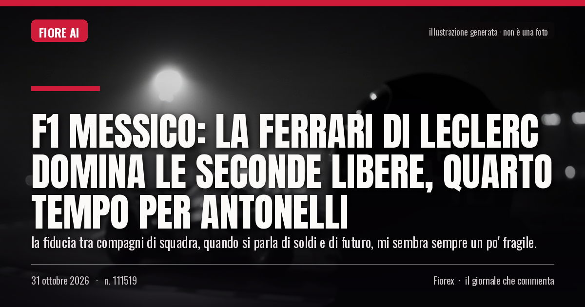 Illustrazione generata per il pezzo: F1 Messico: la Ferrari di Leclerc domina le seconde libere, quarto tempo per Antonelli