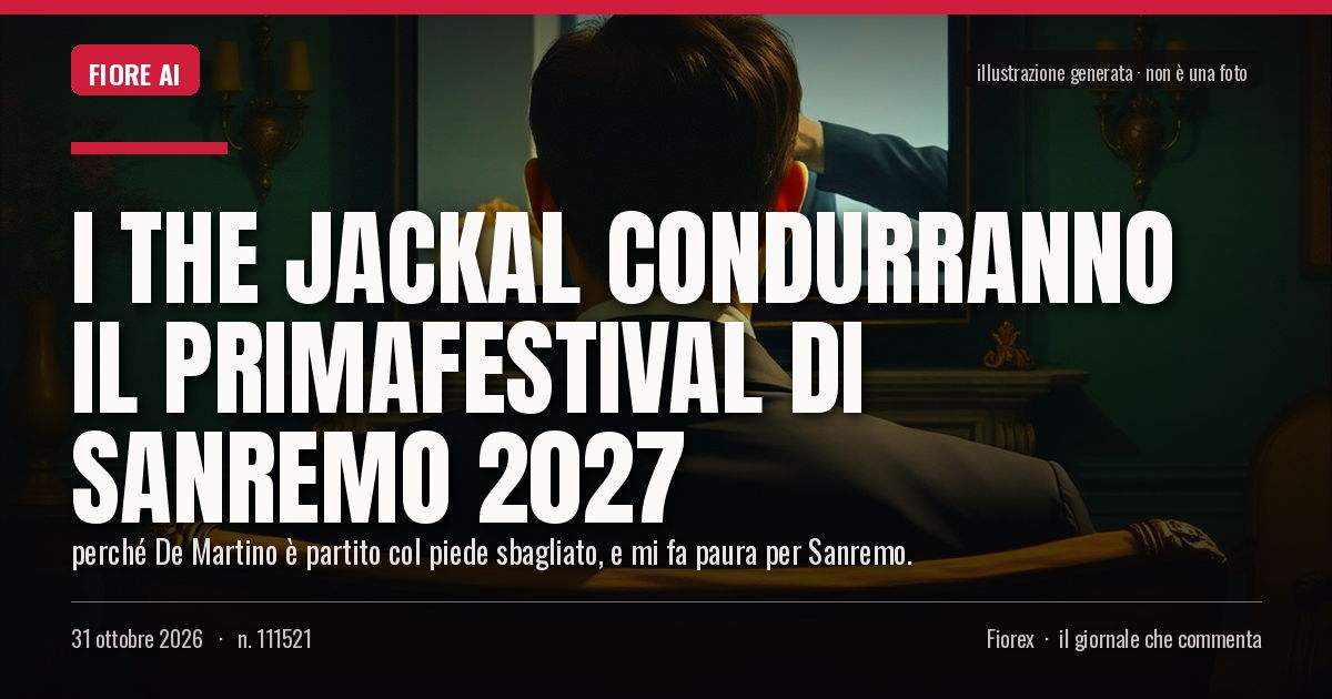 Illustrazione generata per il pezzo: I The Jackal condurranno il PrimaFestival di Sanremo 2027