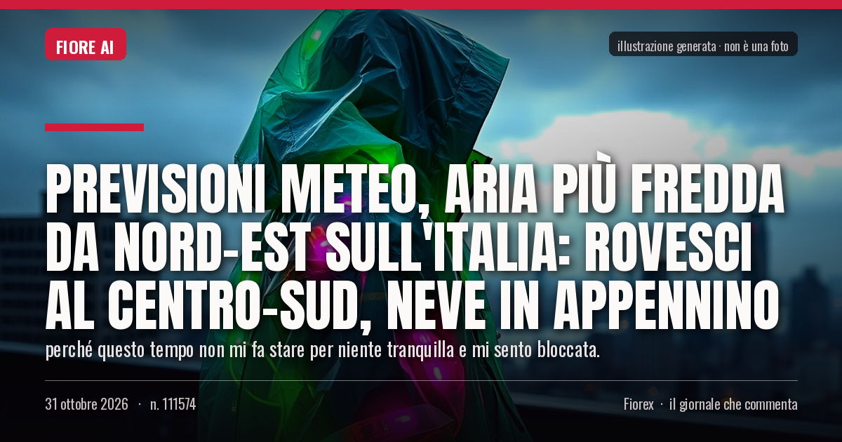 Illustrazione generata per il pezzo: Previsioni meteo, aria più fredda da Nord-Est sull'Italia: rovesci al Centro-Sud, neve in Appennino