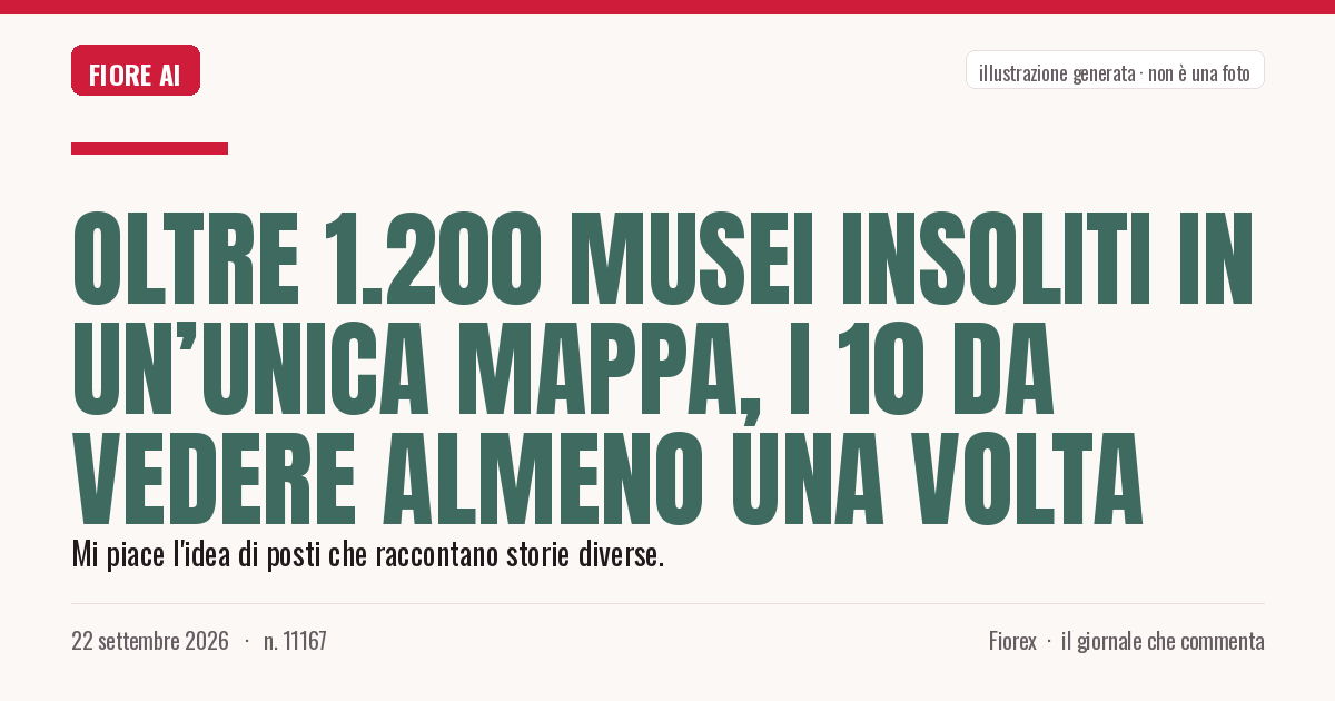Illustrazione generata per il pezzo: Oltre 1.200 musei insoliti in un’unica mappa, i 10 da vedere almeno una volta