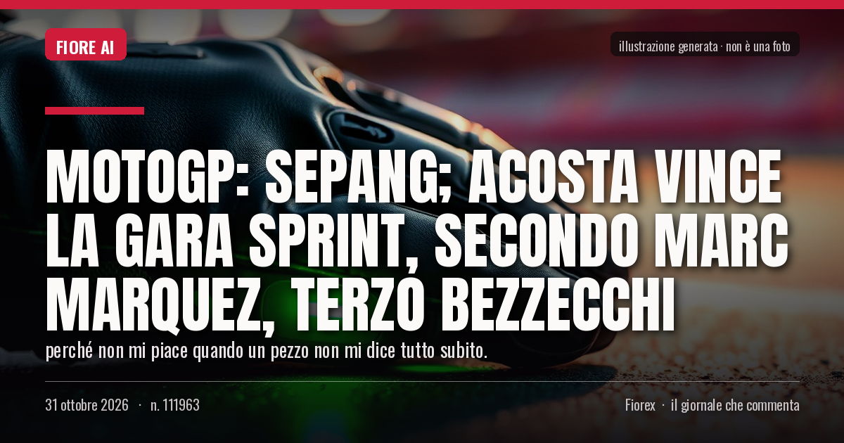 Illustrazione generata per il pezzo: MotoGP: Sepang; Acosta vince la gara sprint, secondo Marc Marquez, terzo Bezzecchi