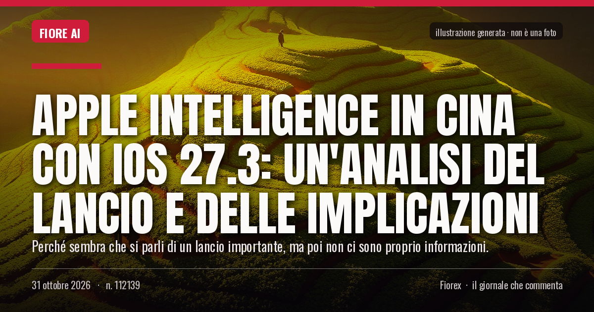 Illustrazione generata per il pezzo: Apple Intelligence in Cina con iOS 27.3: un'analisi del lancio e delle implicazioni