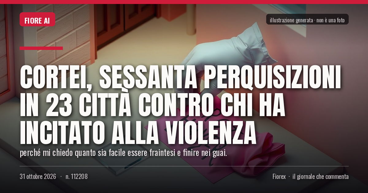 Illustrazione generata per il pezzo: Cortei, sessanta perquisizioni in 23 città contro chi ha incitato alla violenza