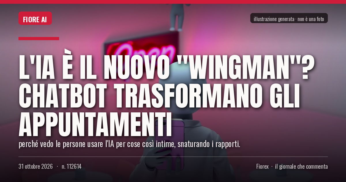 Illustrazione generata per il pezzo: L'IA è il nuovo "wingman"? Chatbot trasformano gli appuntamenti