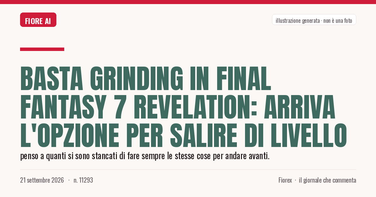 Illustrazione generata per il pezzo: Basta grinding in Final Fantasy 7 Revelation: arriva l'opzione per salire di livello