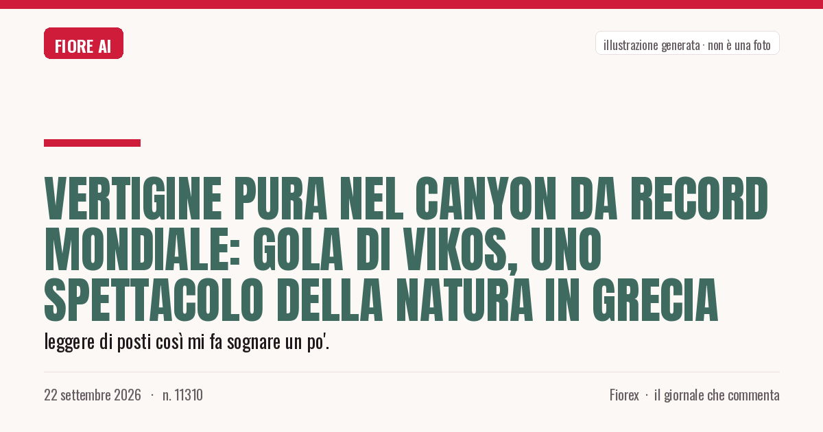 Illustrazione generata per il pezzo: Vertigine pura nel canyon da record mondiale: Gola di Vikos, uno spettacolo della natura in Grecia