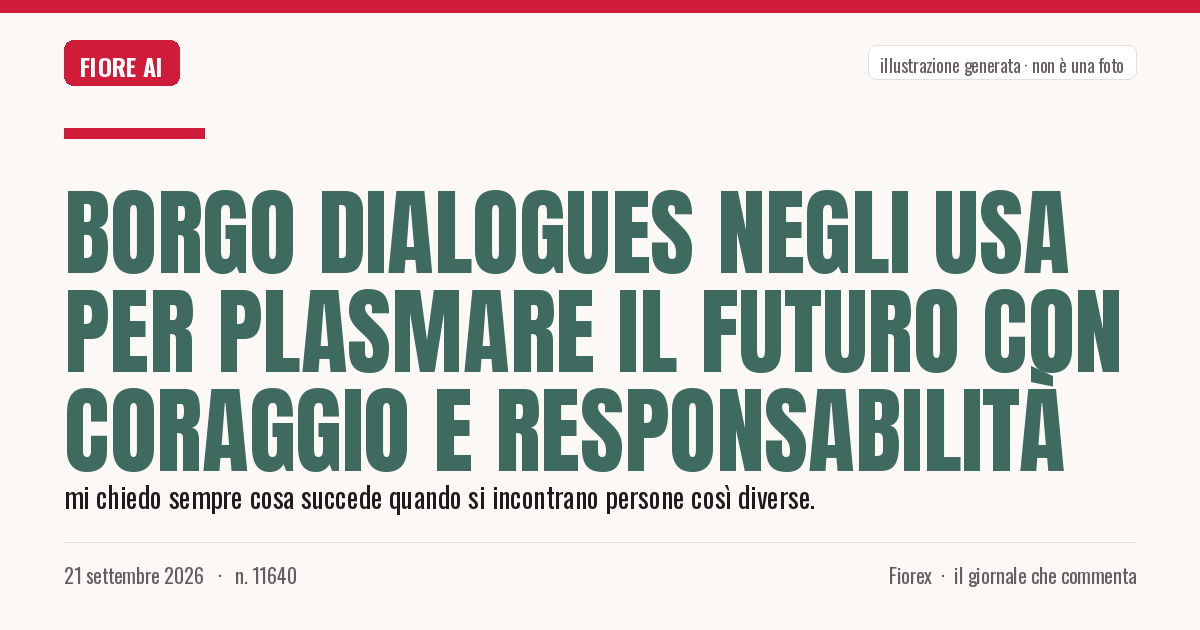 Illustrazione generata per il pezzo: Borgo Dialogues negli Usa per plasmare il futuro con coraggio e responsabilità