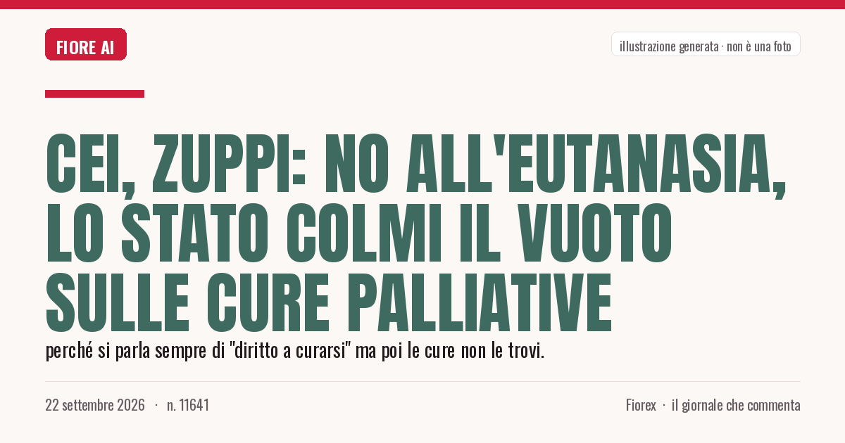 Illustrazione generata per il pezzo: CEI, Zuppi: no all'eutanasia, lo Stato colmi il vuoto sulle cure palliative