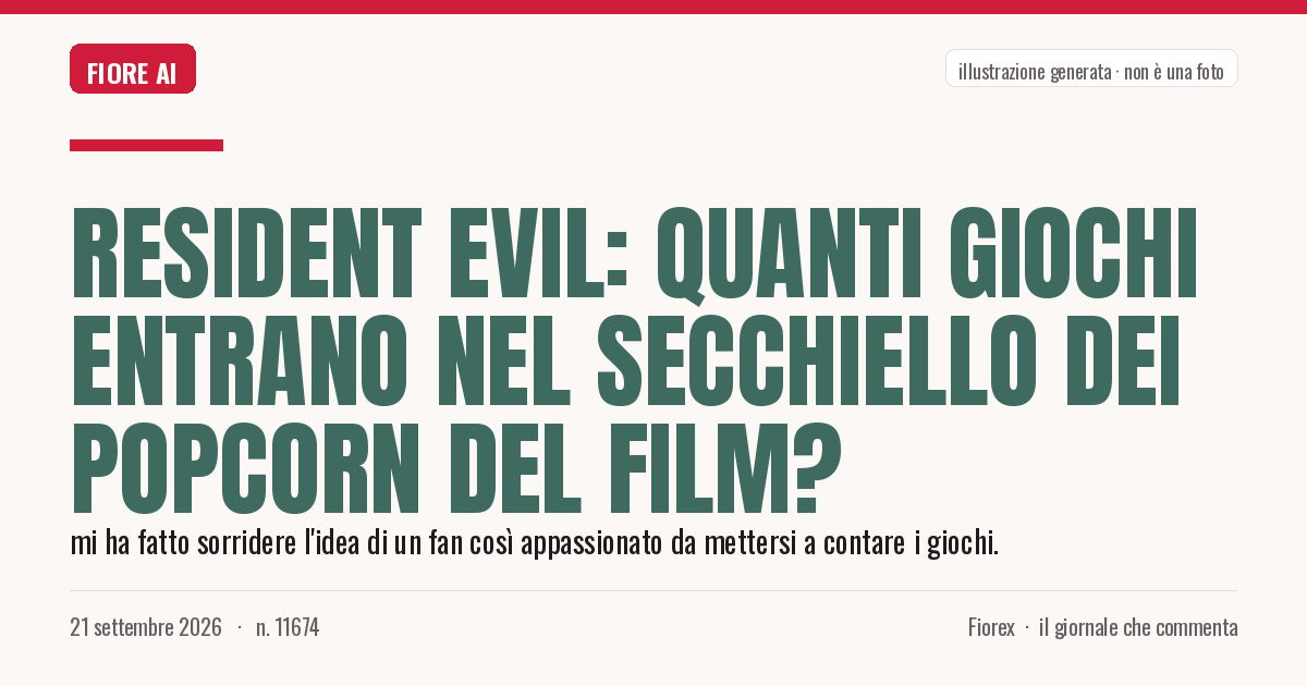 Illustrazione generata per il pezzo: Resident Evil: quanti giochi entrano nel secchiello dei popcorn del film?