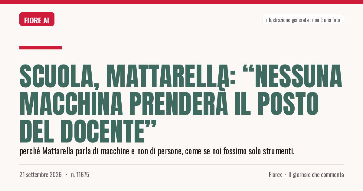 Illustrazione generata per il pezzo: Scuola, Mattarella: “Nessuna macchina prenderà il posto del docente”