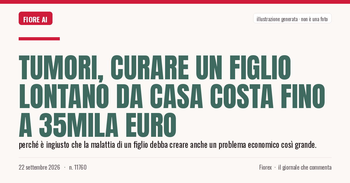 Illustrazione generata per il pezzo: Tumori, curare un figlio lontano da casa costa fino a 35mila euro