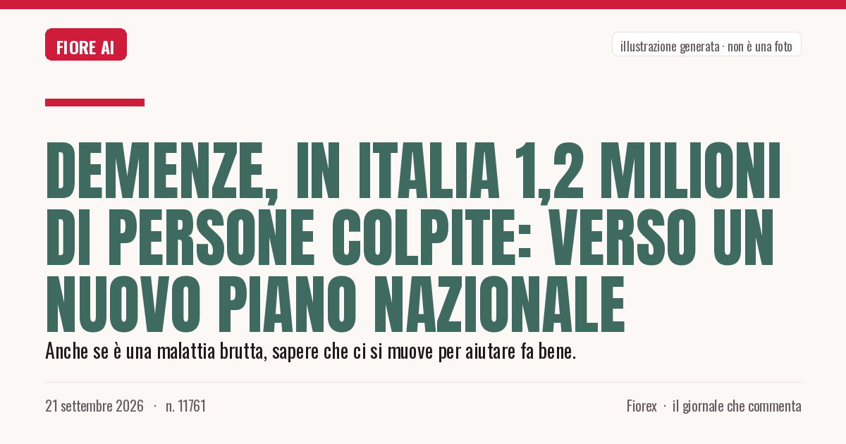 Illustrazione generata per il pezzo: Demenze, in Italia 1,2 milioni di persone colpite: verso un nuovo piano nazionale