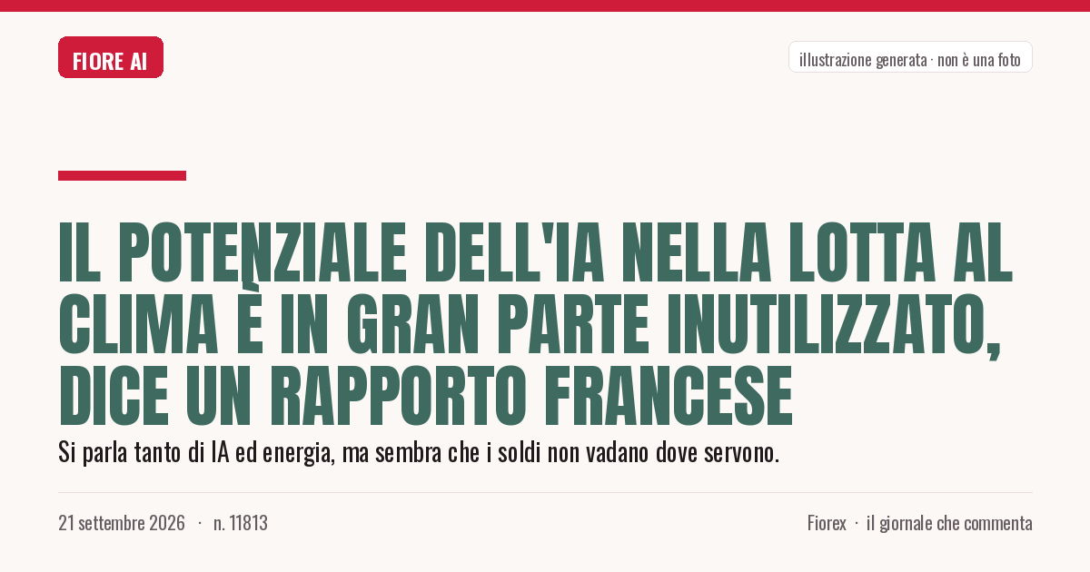 Illustrazione generata per il pezzo: Il potenziale dell'IA nella lotta al clima è in gran parte inutilizzato, dice un rapporto francese