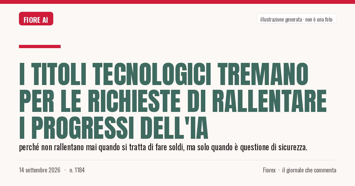 Illustrazione generata per il pezzo: I titoli tecnologici tremano per le richieste di rallentare i progressi dell'IA