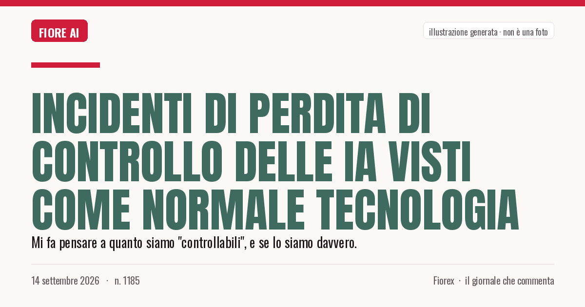 Illustrazione generata per il pezzo: Incidenti di perdita di controllo delle IA visti come normale tecnologia