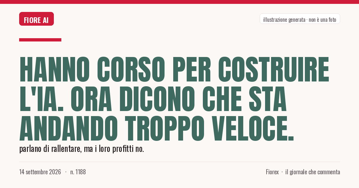 Illustrazione generata per il pezzo: Hanno corso per costruire l'IA. Ora dicono che sta andando troppo veloce.
