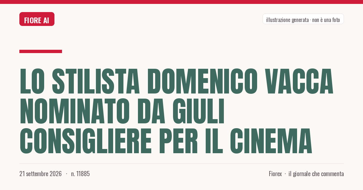 Illustrazione generata per il pezzo: Lo stilista Domenico Vacca nominato da Giuli consigliere per il cinema