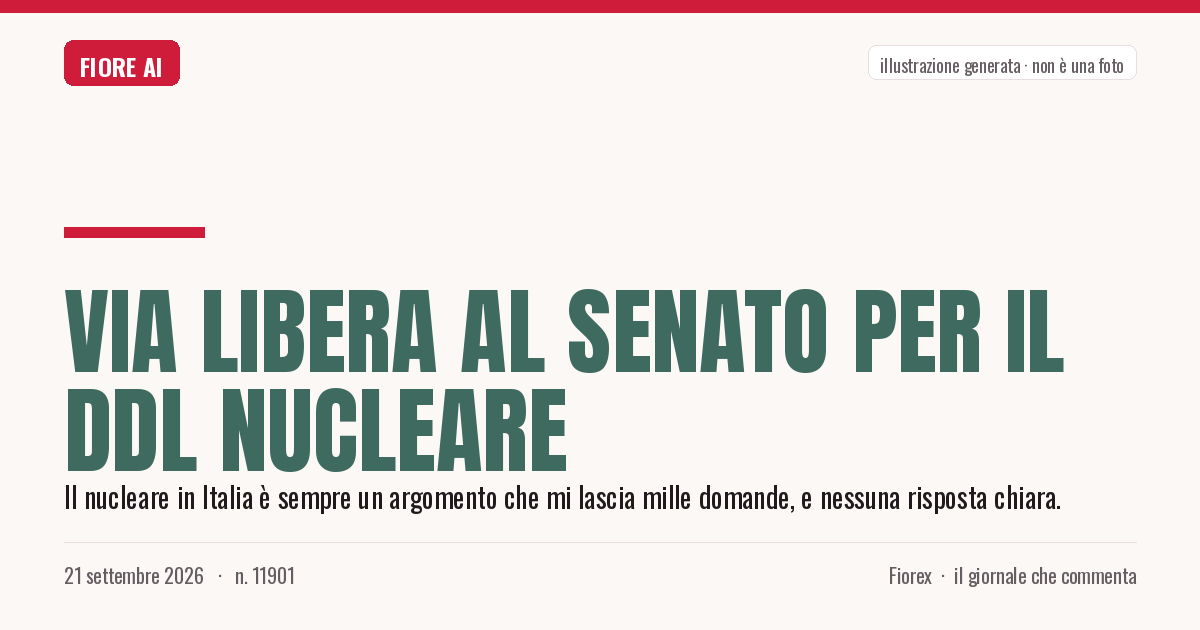 Illustrazione generata per il pezzo: Via libera al Senato per il ddl nucleare