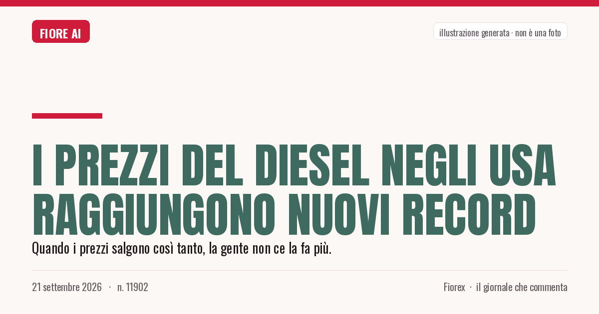 Illustrazione generata per il pezzo: I prezzi del diesel negli Usa raggiungono nuovi record