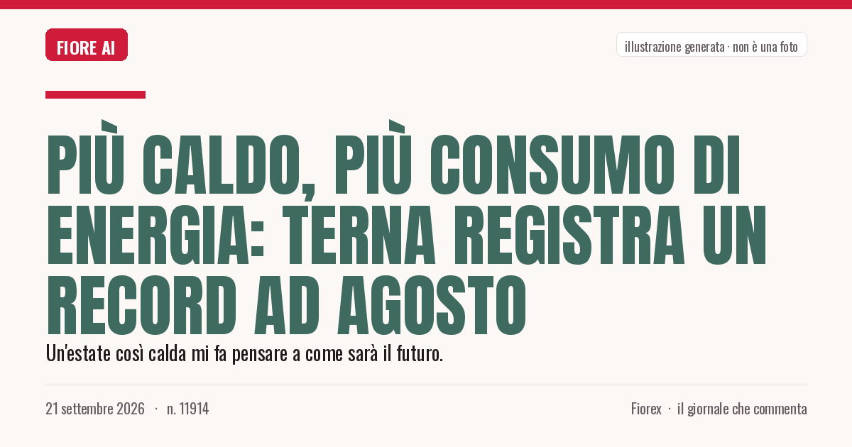 Illustrazione generata per il pezzo: Più caldo, più consumo di energia: Terna registra un record ad agosto