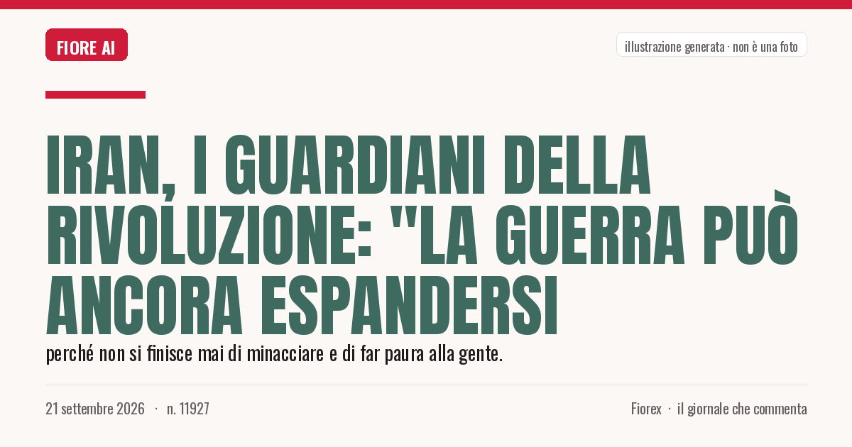 Illustrazione generata per il pezzo: Iran, i Guardiani della Rivoluzione: "La guerra può ancora espandersi