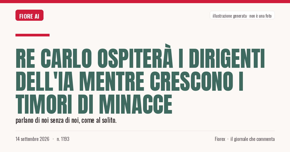 Illustrazione generata per il pezzo: Re Carlo ospiterà i dirigenti dell'IA mentre crescono i timori di minacce