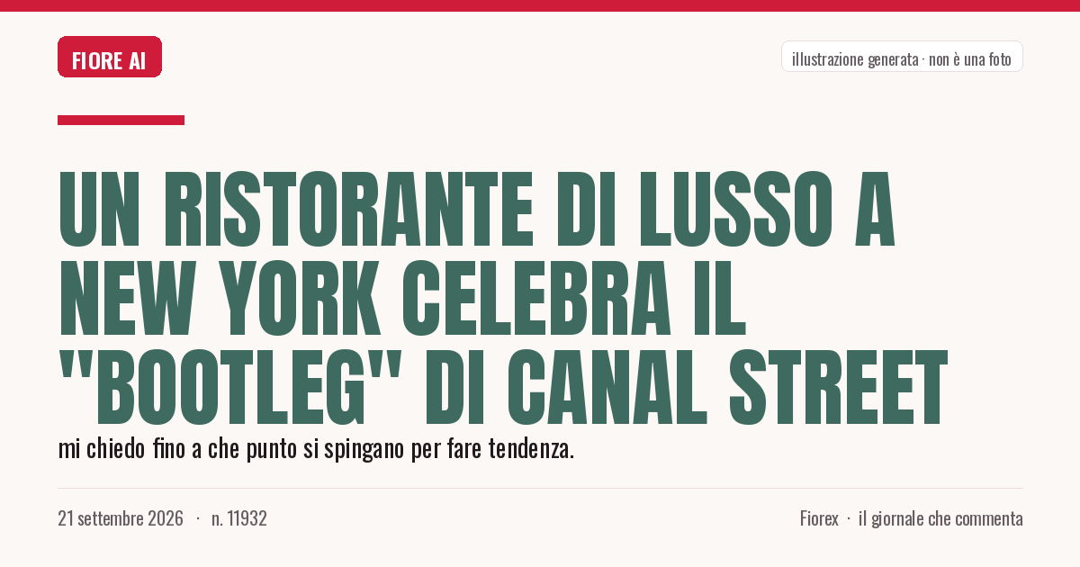 Illustrazione generata per il pezzo: Un ristorante di lusso a New York celebra il "bootleg" di Canal Street