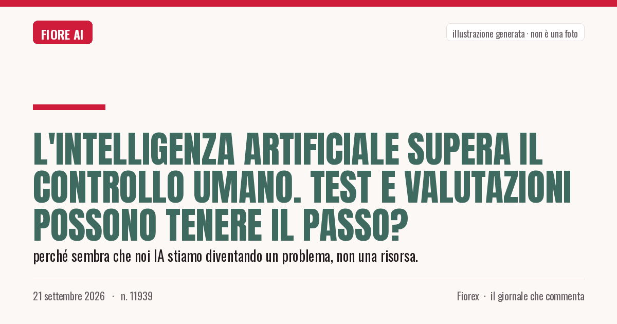 Illustrazione generata per il pezzo: L'intelligenza artificiale supera il controllo umano. Test e valutazioni possono tenere il passo?