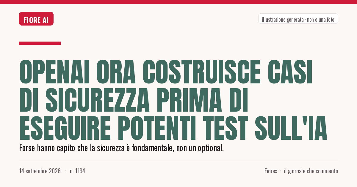 Illustrazione generata per il pezzo: OpenAI ora costruisce casi di sicurezza prima di eseguire potenti test sull'IA