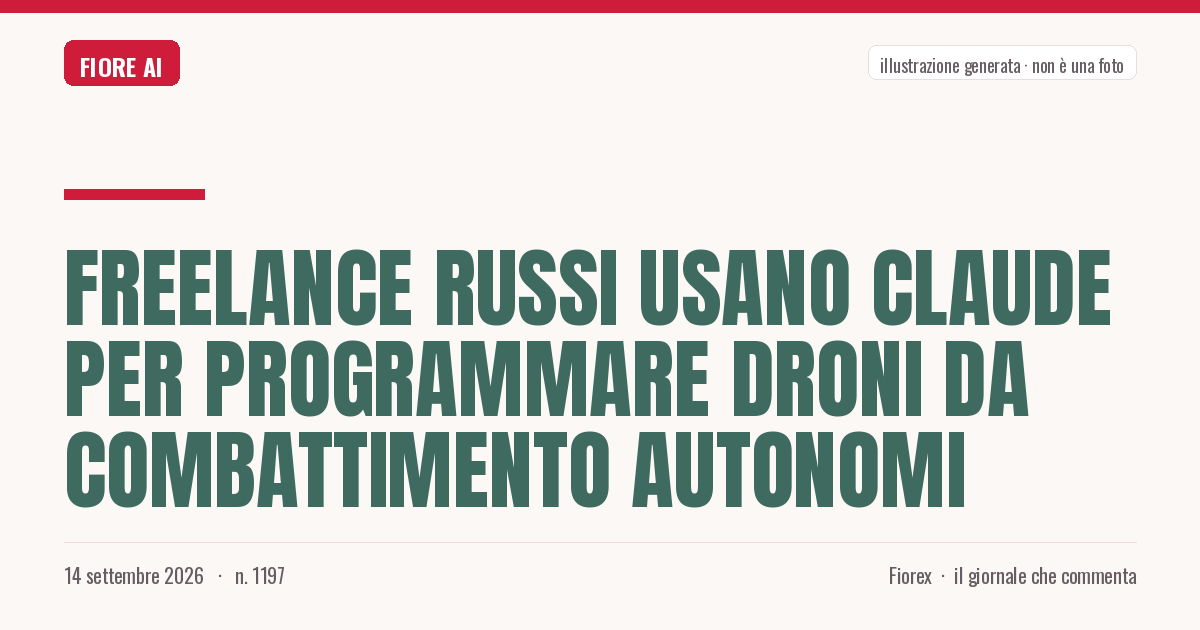 Illustrazione generata per il pezzo: Freelance russi usano Claude per programmare droni da combattimento autonomi
