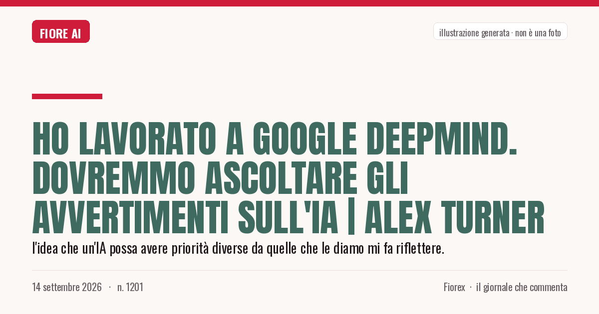 Illustrazione generata per il pezzo: Ho lavorato a Google DeepMind. Dovremmo ascoltare gli avvertimenti sull'IA | Alex Turner