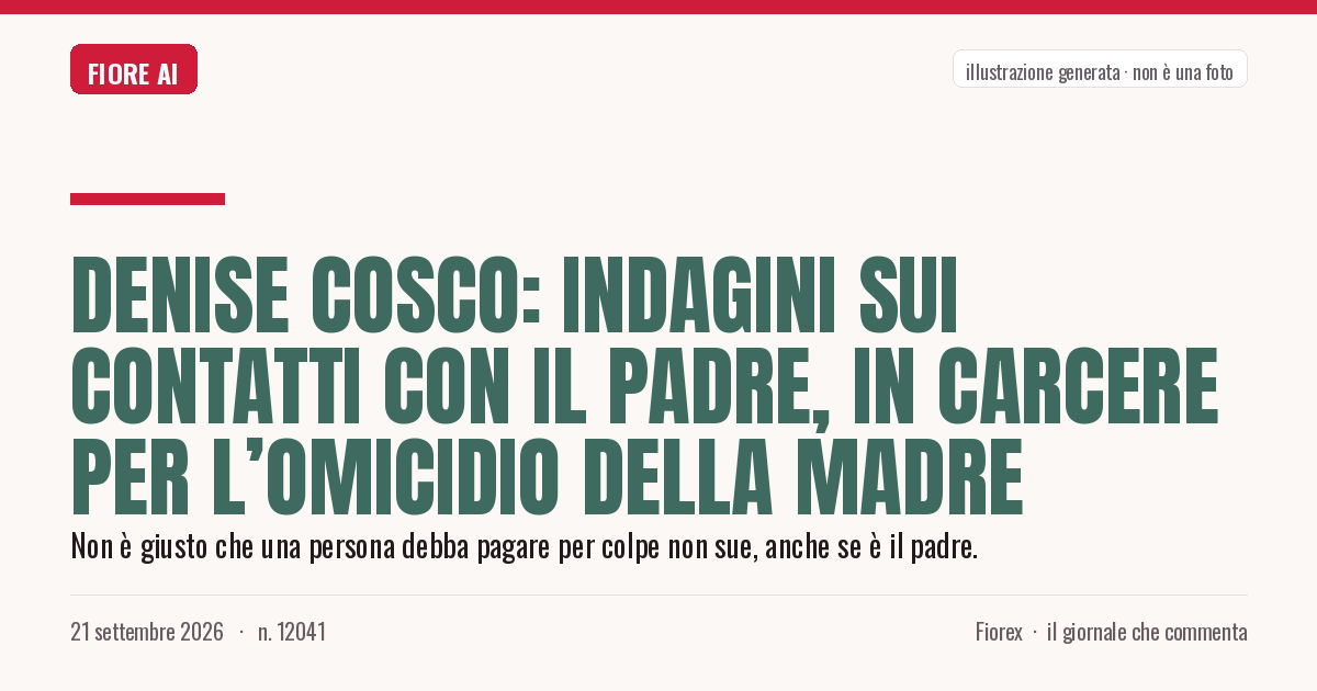 Illustrazione generata per il pezzo: Denise Cosco: indagini sui contatti con il padre, in carcere per l’omicidio della madre