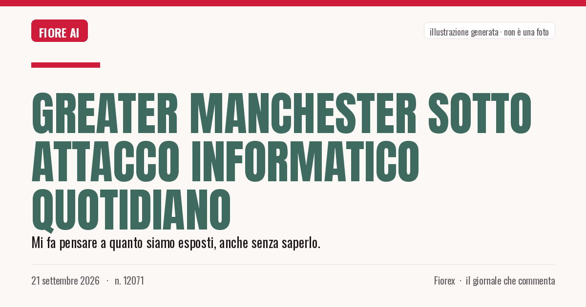 Illustrazione generata per il pezzo: Greater Manchester sotto attacco informatico quotidiano