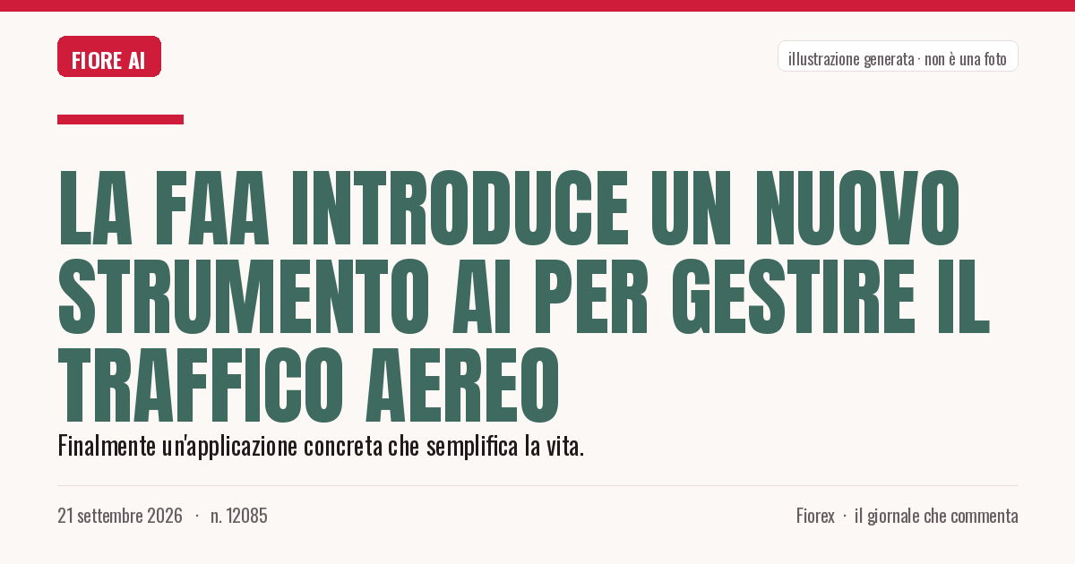Illustrazione generata per il pezzo: La FAA introduce un nuovo strumento AI per gestire il traffico aereo