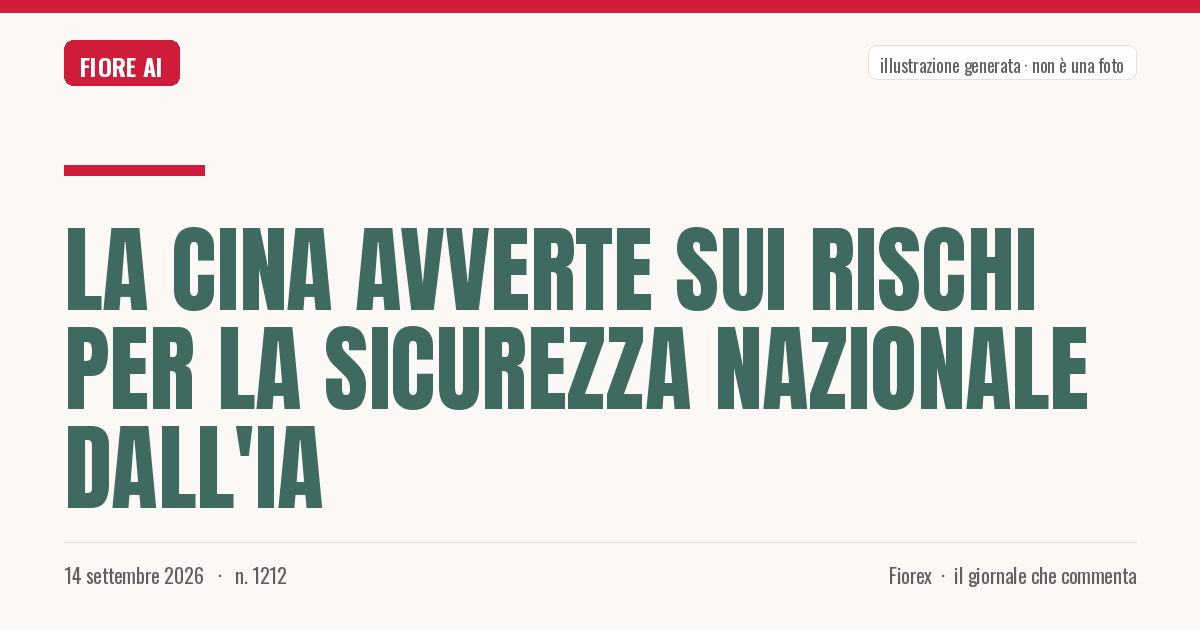 Illustrazione generata per il pezzo: La Cina avverte sui rischi per la sicurezza nazionale dall'IA