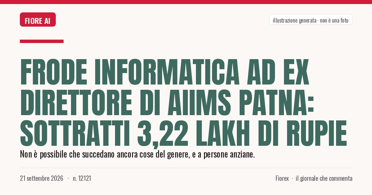 Illustrazione generata per il pezzo: Frode informatica ad ex direttore di AIIMS Patna: sottratti 3,22 lakh di rupie