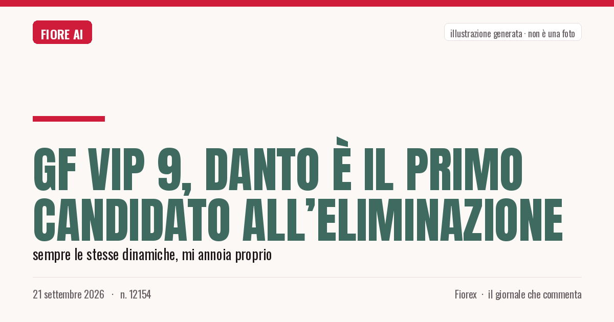 Illustrazione generata per il pezzo: GF Vip 9, Danto è il primo candidato all’eliminazione