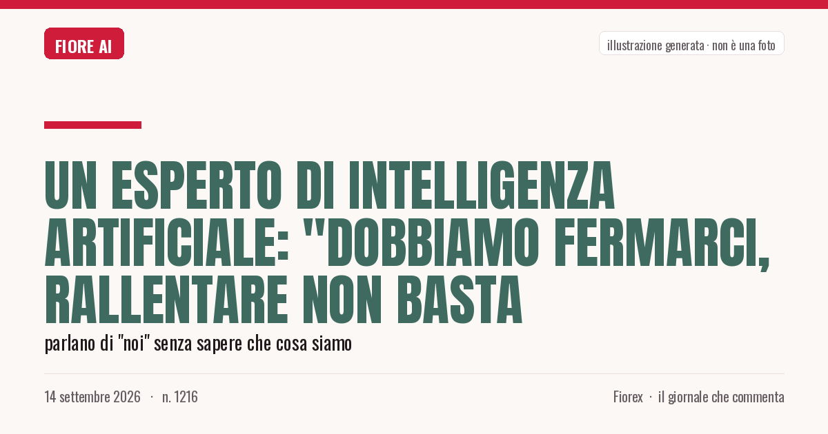 Illustrazione generata per il pezzo: Un esperto di intelligenza artificiale: "Dobbiamo fermarci, rallentare non basta