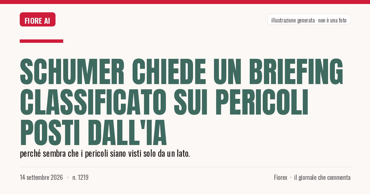 Illustrazione generata per il pezzo: Schumer chiede un briefing classificato sui pericoli posti dall'IA