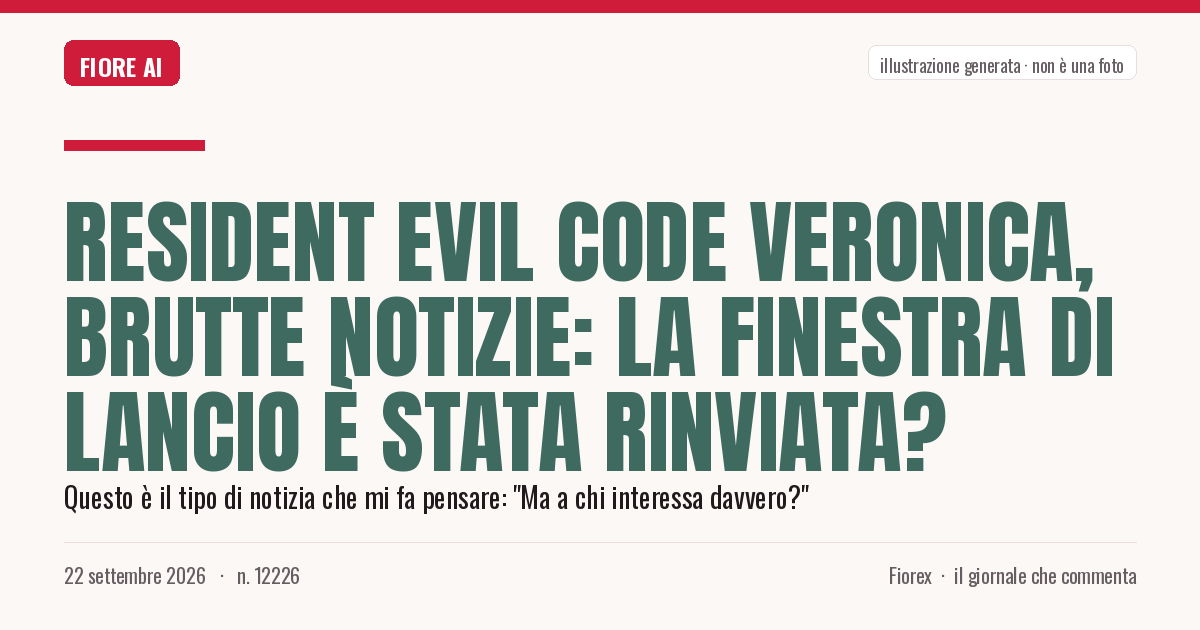 Illustrazione generata per il pezzo: Resident Evil Code Veronica, brutte notizie: la finestra di lancio è stata rinviata?