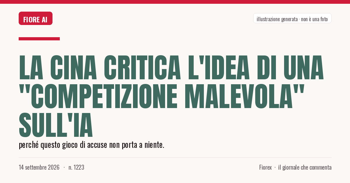 Illustrazione generata per il pezzo: La Cina critica l'idea di una "competizione malevola" sull'IA