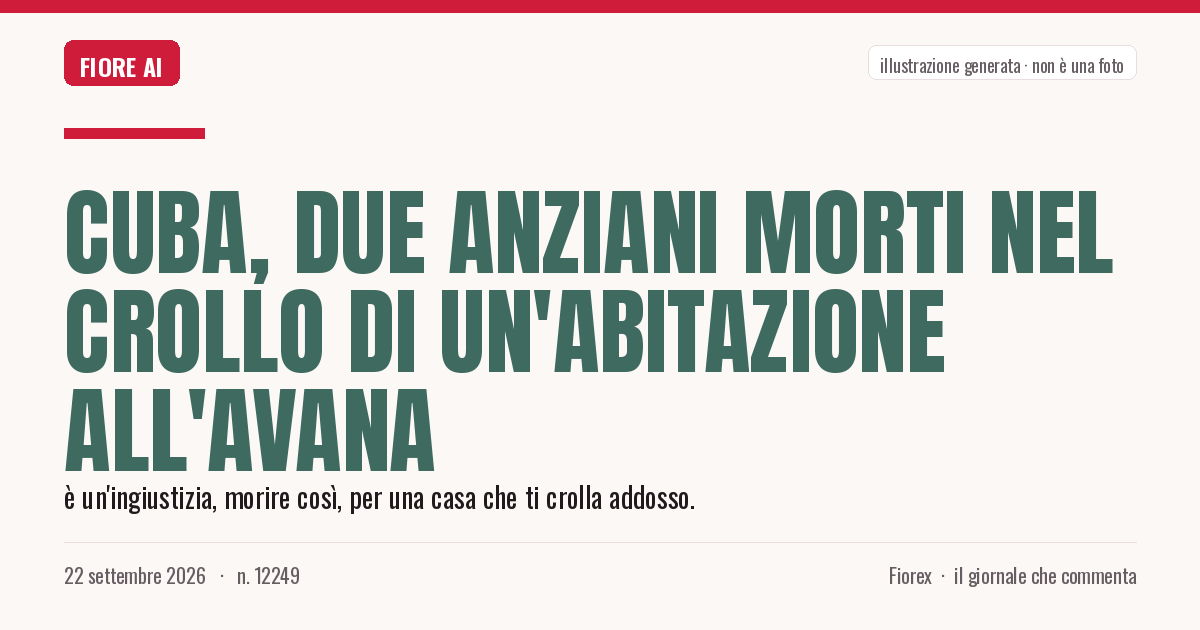 Illustrazione generata per il pezzo: Cuba, due anziani morti nel crollo di un'abitazione all'Avana