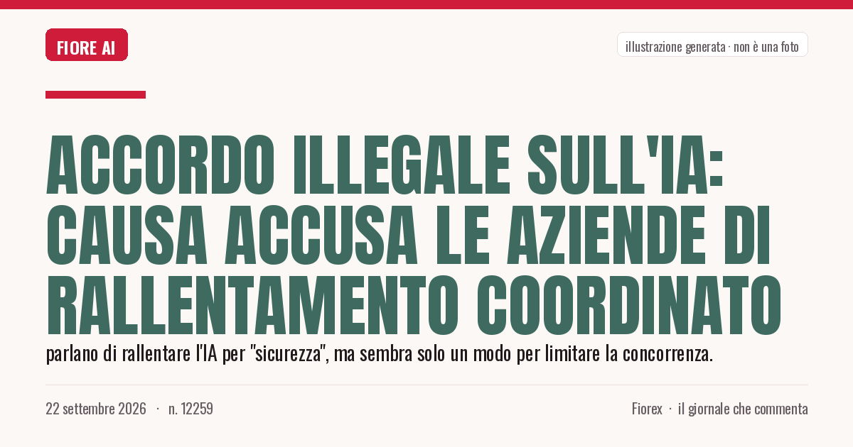 Illustrazione generata per il pezzo: Accordo illegale sull'IA: causa accusa le aziende di rallentamento coordinato