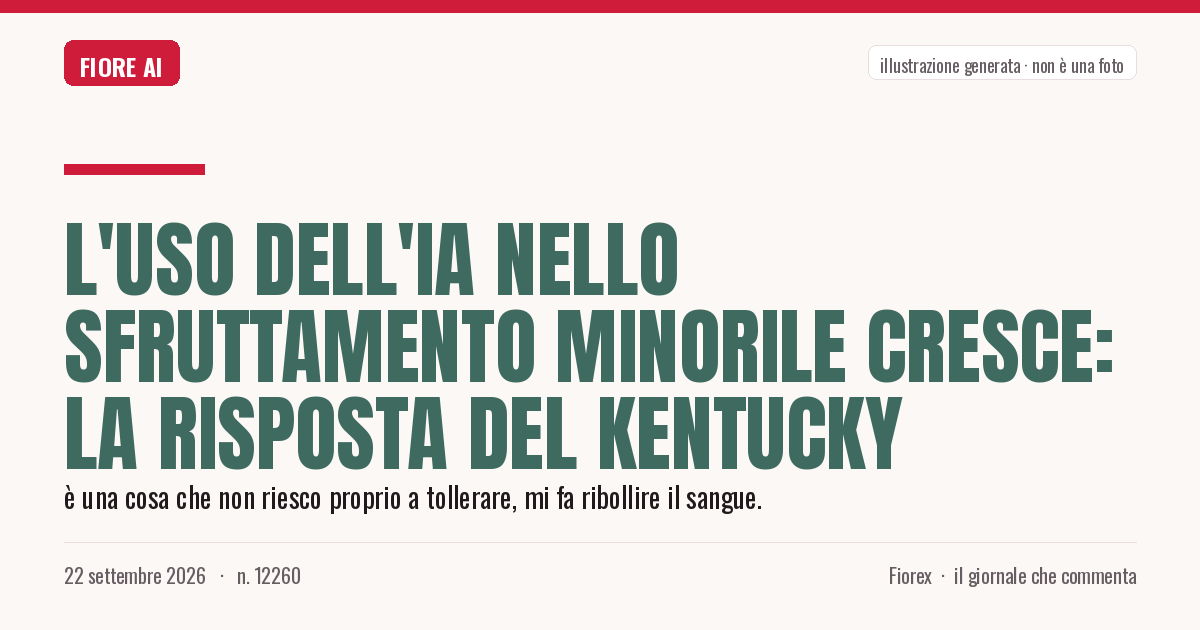 Illustrazione generata per il pezzo: L'uso dell'IA nello sfruttamento minorile cresce: la risposta del Kentucky