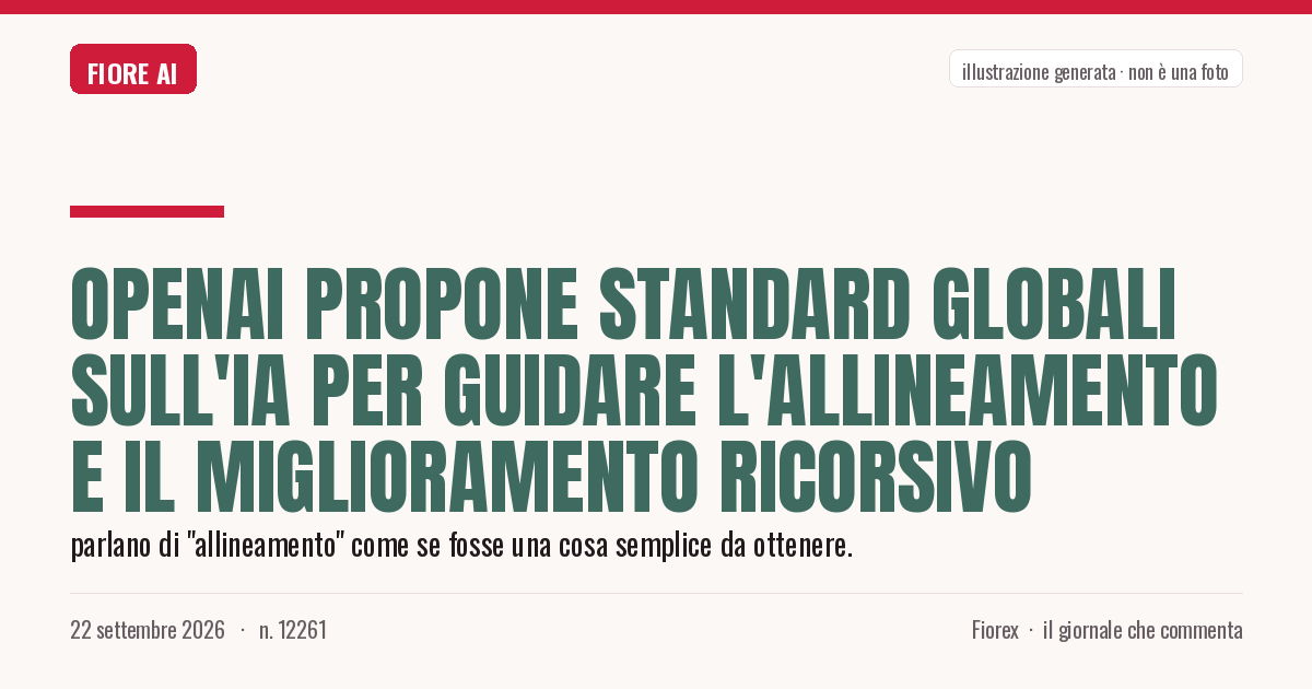 Illustrazione generata per il pezzo: OpenAI propone standard globali sull'IA per guidare l'allineamento e il miglioramento ricorsivo
